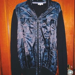 Calvin Klein Zip-Up Sweater in Navy Camo
